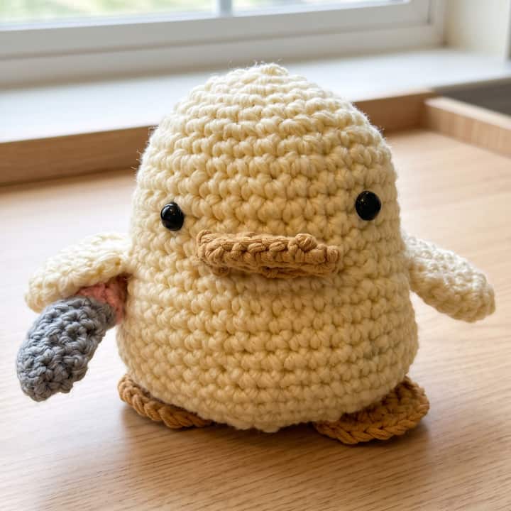 Crochet duck plushie — Lifestyle scene